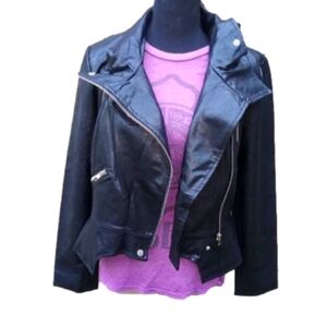 Vegan Leather Black Motorcycle Jacket,Size Medium/Large NWT